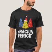 Frohe Weihnachten Rumänischer Baum Rumänien Flagge T-Shirt (Vorderseite)