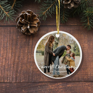 Frohe Weihnachten Rund Foto Personalisierte Fami Keramik Ornament