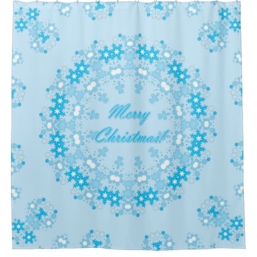 Frohe Weihnachten rund Schneeflocken Winter weiß Duschvorhang (Vorderseite)