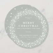 Frohe Weihnachten Runde graugrüne glänzende Lichte (Vorne/Hinten)