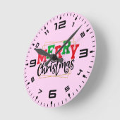 Frohe Weihnachten Runde Wanduhr (Winkel)