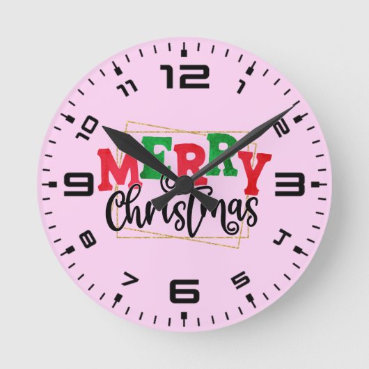 Frohe Weihnachten Runde Wanduhr (Vorderseite)