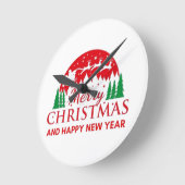Frohe Weihnachten Runde Wanduhr (Winkel)