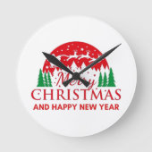Frohe Weihnachten Runde Wanduhr (Vorderseite)