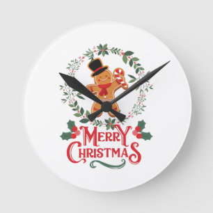 Frohe Weihnachten Runde Wanduhr