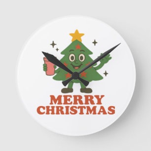 Frohe Weihnachten Runde Wanduhr