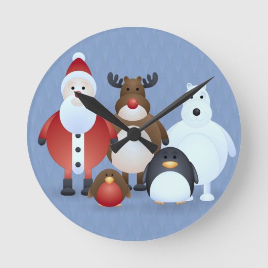 Frohe Weihnachten Runde Wanduhr (Vorderseite)