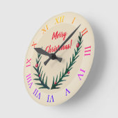 Frohe Weihnachten Runde Wanduhr (Winkel)