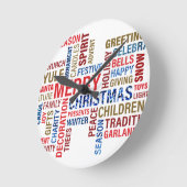 "Frohe Weihnachten" Runde Wanduhr (Winkel)