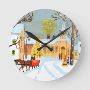 Frohe Weihnachten Runde Wanduhr