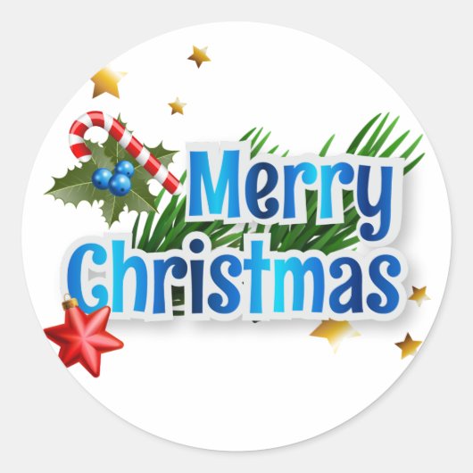 Frohe Weihnachten Runder Aufkleber (Vorderseite)