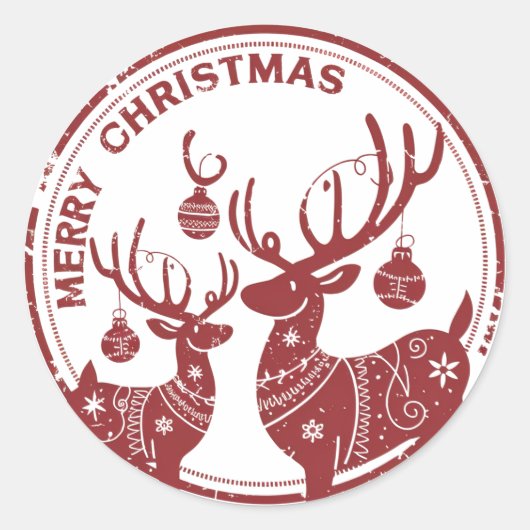 Frohe Weihnachten Runder Aufkleber (Vorderseite)