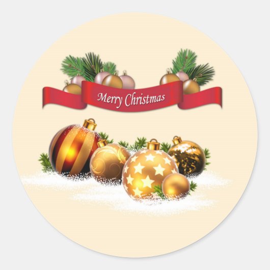 Frohe Weihnachten Runder Aufkleber (Vorderseite)