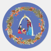 Frohe Weihnachten! Runder Aufkleber (Vorderseite)