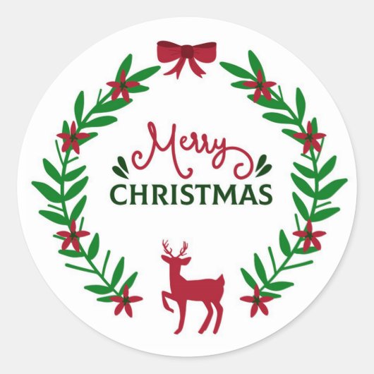 Frohe Weihnachten Runder Aufkleber (Vorderseite)