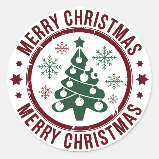 Frohe Weihnachten Runder Aufkleber (Vorderseite)
