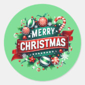 Frohe Weihnachten Runder Aufkleber (Vorderseite)