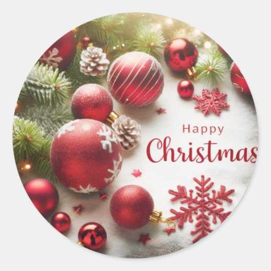 Frohe Weihnachten Runder Aufkleber (Vorderseite)