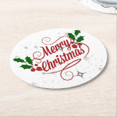 Frohe Weihnachten Runder Pappuntersetzer (Angewinkelt)