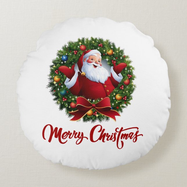 Frohe Weihnachten Rundes Kissen (Vorderseite)