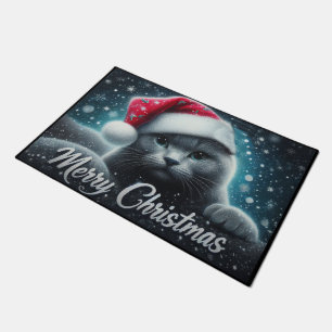Frohe Weihnachten Russische Blaue Katze, Xmas Weih Fußmatte