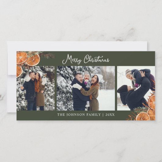 Frohe Weihnachten Rustic 3 Foto Collage (Vorderseite)