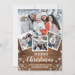 Frohe Weihnachten Rustic 4 Foto Collage Familie