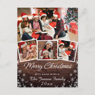 Frohe Weihnachten Rustic 4 FOTO Collage Gruß Postkarte