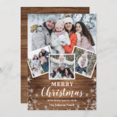 Frohe Weihnachten Rustic 4 Foto Gruß QR-Code (Vorne/Hinten)