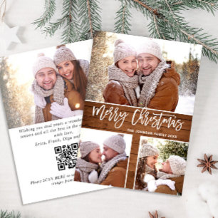 Frohe Weihnachten Rustic 4 FOTO Gruß QR-Code