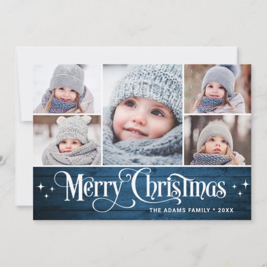 Frohe Weihnachten Rustic 5 FOTO Gruß (Vorderseite)
