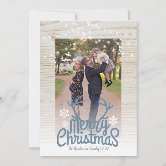 Frohe Weihnachten Rustic Antlers Foto String Light (Vorderseite)