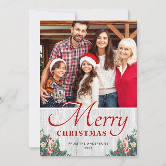 Frohe Weihnachten Rustic Birch Mistletoe 2 Foto (Vorderseite)