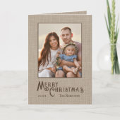 Frohe Weihnachten Rustic Burlap Print Family Foto (Vorderseite)