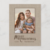 Frohe Weihnachten Rustic Burlap Print Foto Holiday (Vorderseite)