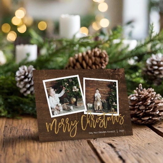 Frohe Weihnachten Rustic Gold Script Foto