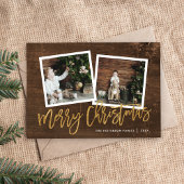 Frohe Weihnachten Rustic Gold Script Foto