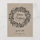 Frohe Weihnachten Rustic Holiday Wreath Kraft Card (Vorderseite)