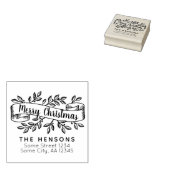 Frohe Weihnachten Rustic Ribbon Familienadresse Gummistempel (Stempel)