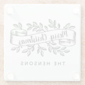 Frohe Weihnachten Rustic Ribbon Familienname Glasuntersetzer (Rückseite)