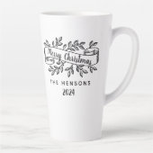 Frohe Weihnachten Rustic Ribbon Familienname Milchtasse (Rechts)