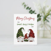 Frohe Weihnachten Rustic Watercolor Gnome Familie (Stehend Vorderseite)