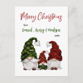 Frohe Weihnachten Rustic Watercolor Gnome Familie (Vorderseite)