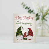 Frohe Weihnachten Rustic Watercolor Gnome Familie (Stehend Vorderseite)