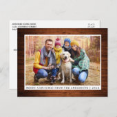 Frohe Weihnachten Rustic Wood Family Foto Postkarte (Vorne/Hinten)