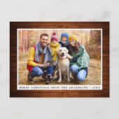 Frohe Weihnachten Rustic Wood Family Foto Postkarte (Vorderseite)