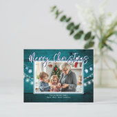 Frohe Weihnachten Rustic Wood Fotos Postkarte (Stehend Vorderseite)