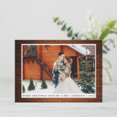 Frohe Weihnachten Rustic Wood Wedding Foto Card (Stehend Vorderseite)