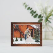 Frohe Weihnachten Rustic Wood Wedding Foto Postkarte (Stehend Vorderseite)