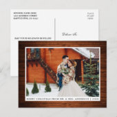 Frohe Weihnachten Rustic Wood Wedding Foto Postkarte (Vorne/Hinten)
